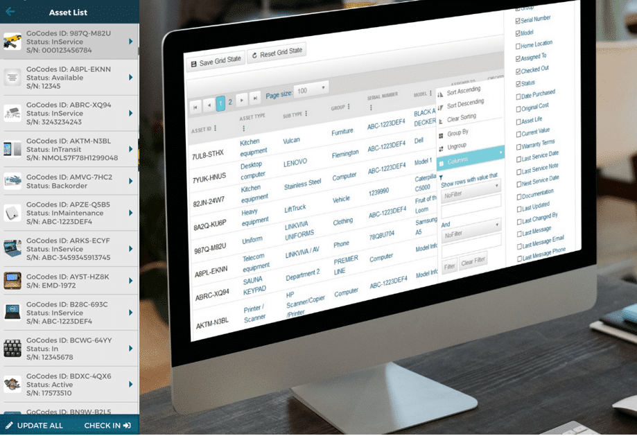 GoCodes Asset Tracking dashboard