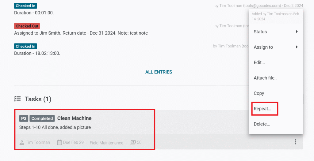 GoCodes Asset Tracking dashboard