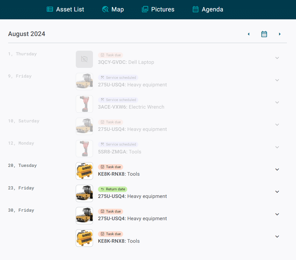 GoCodes Asset Tracking dashboard