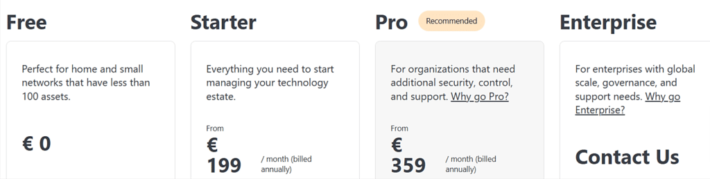 Lansweeper pricing plans
