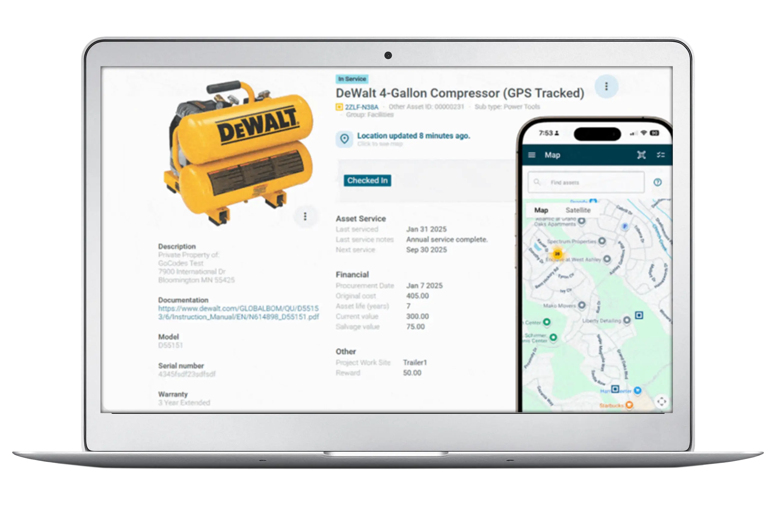 asset tracking software product screenshot